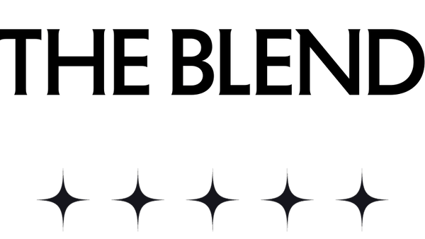 The Blend Magazine UK logo in black serif lettering on a white background, with five star review marks below.