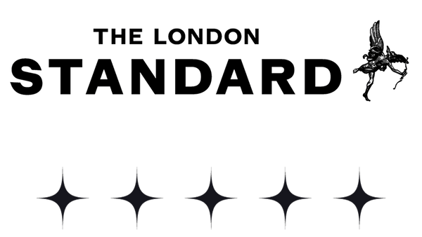 The London Standard logo in black sans-serif lettering on a white background, with five star review marks below.